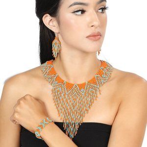 Citlaly Beaded Necklace Bracelet And Earrings Set - Citlaly Set De Collar